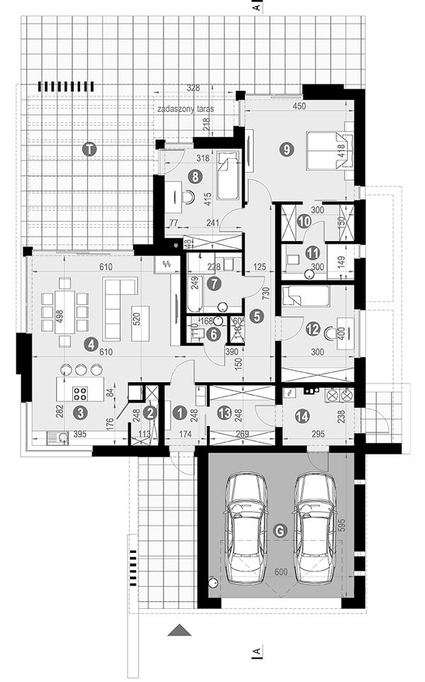 Rzut parteru POW. 172,1 m²