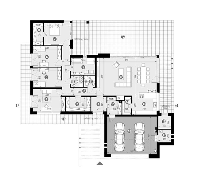 Rzut parteru POW. 244,5 m²