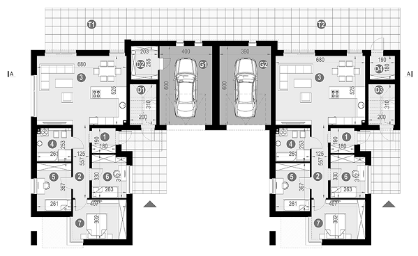 Rzut parteru: Segment prawy - lokal 1 (p.u. mieszkania 82,8 m2) POW. 115,9 m²