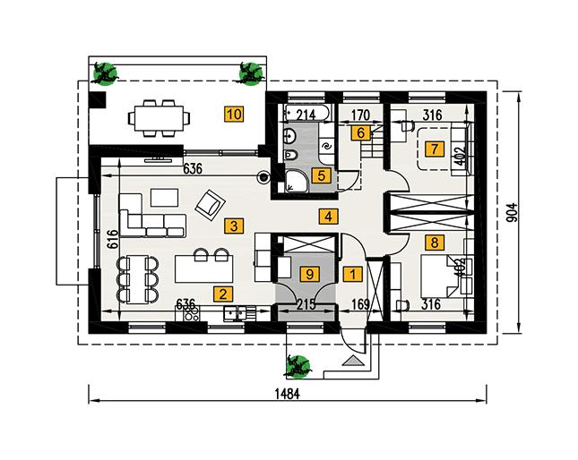 Rzut parteru POW. 99,5 m²