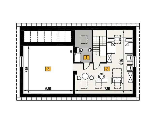 Rzut poddasza POW. 51,0 m²
