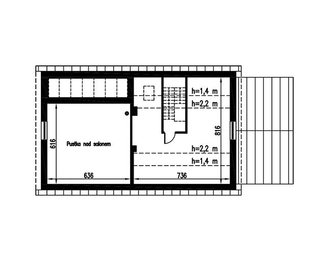 Rzut poddasza: do indywidualnej adaptacji (27,4 m2 powierzchni użytkowej)