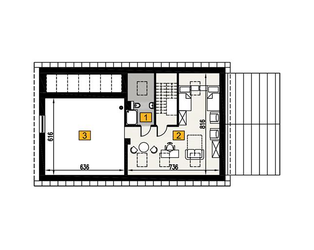 Rzut poddasza POW. 51,0 m²