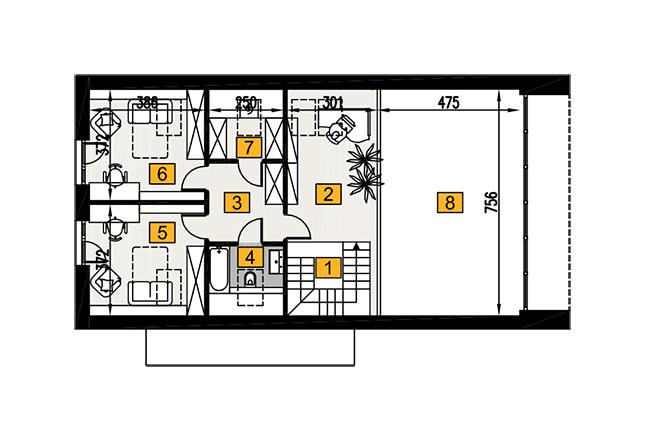 Rzut poddasza POW. 66,3 m²
