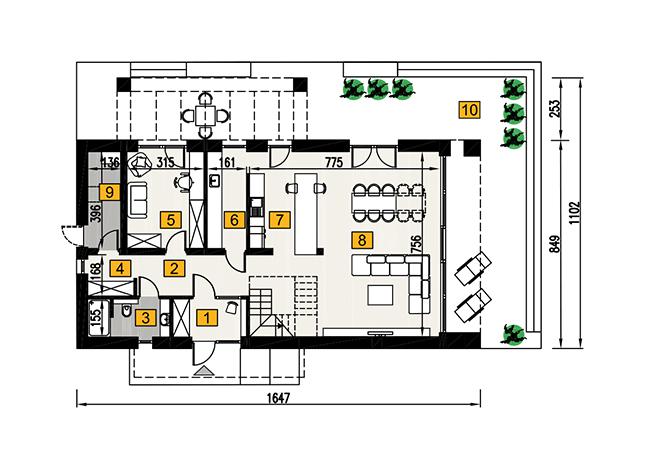 Rzut parteru POW. 101,2 m²
