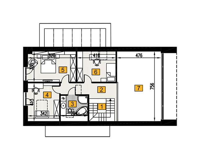 Rzut poddasza POW. 65,5 m²