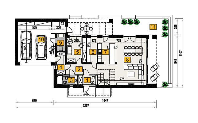 Rzut parteru POW. 143,5 m²