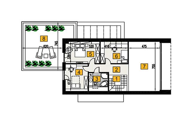Rzut poddasza POW. 105,3 m²