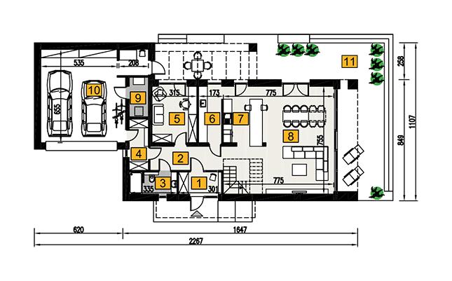 Rzut parteru POW. 143,5 m²