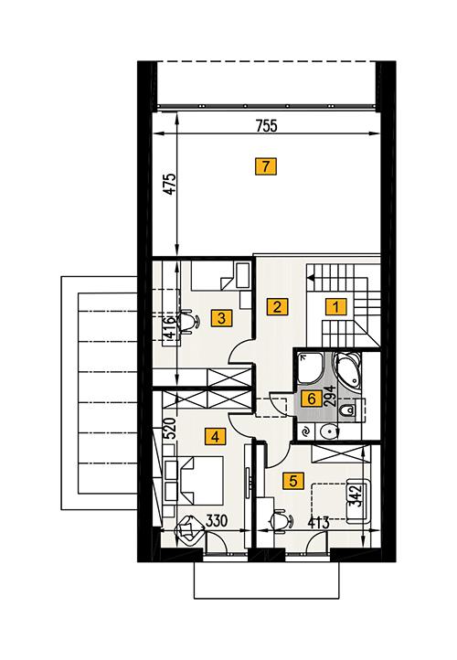 Rzut poddasza POW. 65,4 m²