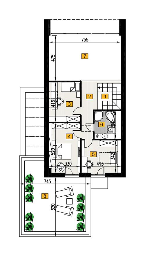 Rzut poddasza POW. 105,3 m²