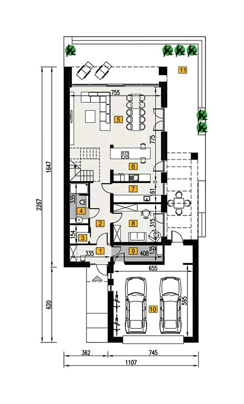 Rzut parteru lustro POW. 143,4 m²