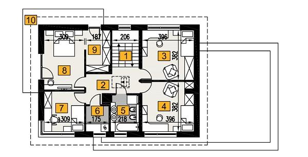 Rzut piętra: piętro - wariant 4 POW. 95,7 m²