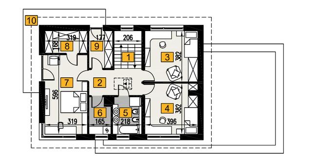 Rzut piętra POW. 95,9 m²