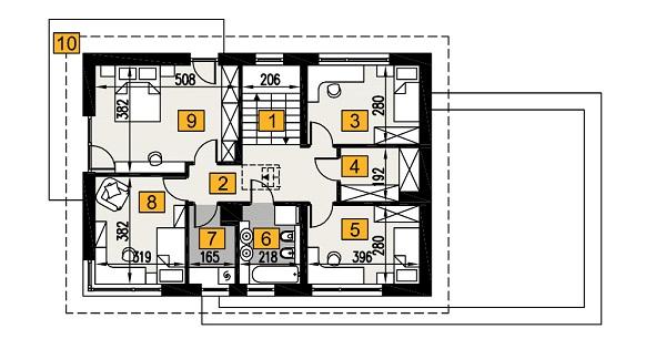Rzut piętra: piętro - wariant 1 POW. 96,1 m²
