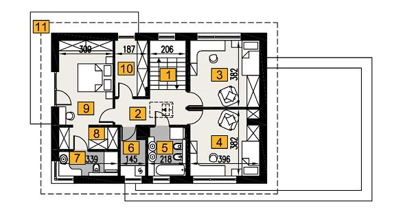 Rzut piętra: piętro - wariant 3 POW. 89,5 m²
