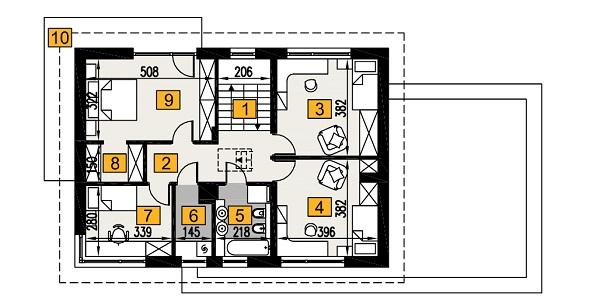 Rzut piętra: piętro - wariant 5 POW. 95,8 m²