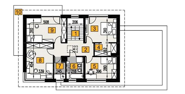 Rzut piętra: piętro - wariant 6 POW. 95,8 m²