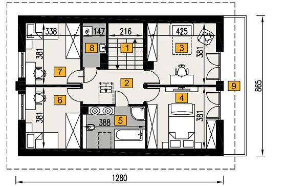 Rzut poddasza POW. 97,1 m²