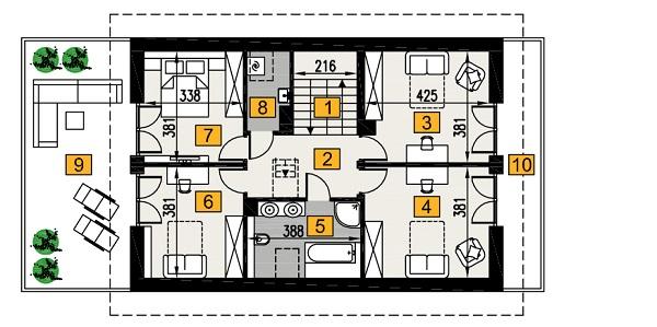 Rzut poddasza POW. 128,0 m²