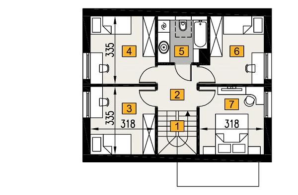 Rzut poddasza POW. 54,4 m²