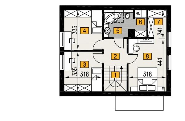 Rzut poddasza POW. 54,2 m²