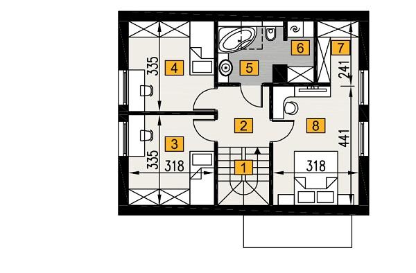 Rzut poddasza POW. 54,2 m²
