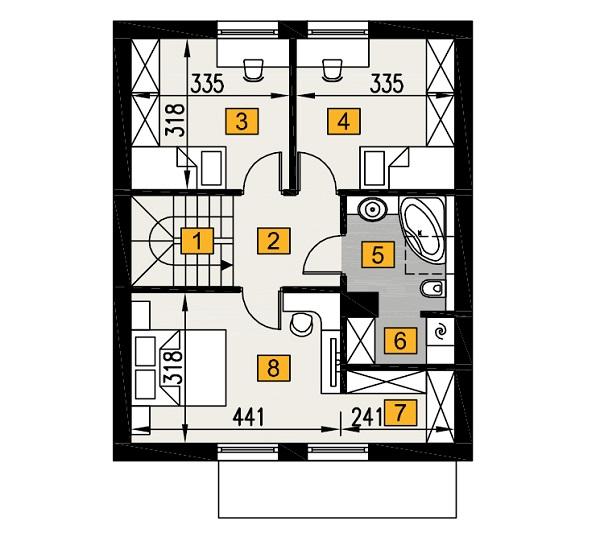 Rzut poddasza POW. 54,2 m²