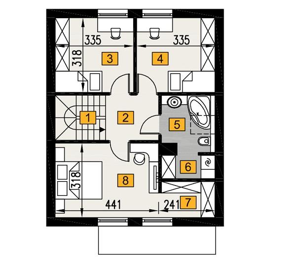Rzut poddasza POW. 54,2 m²