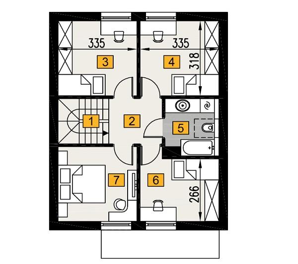 Rzut poddasza POW. 54,4 m²