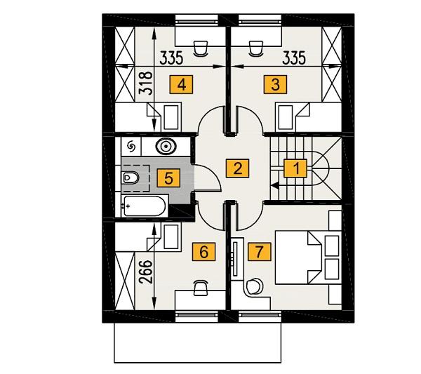 Rzut poddasza lustro POW. 54,5 m²