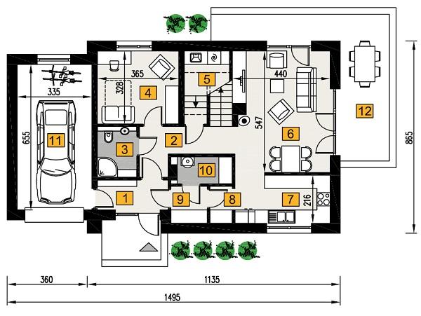 Rzut parteru POW. 94,0 m²