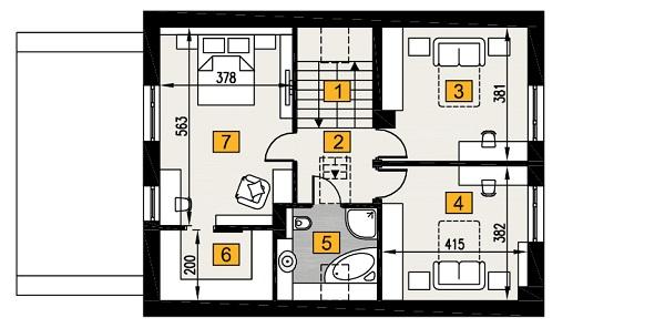 Rzut poddasza POW. 75,9 m²