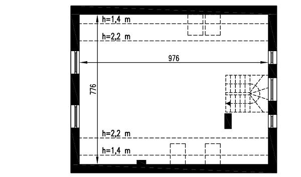 Rzut poddasza: do indywidualnej adaptacji (57,3 m2 powierzchni użytkowej)
