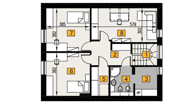 Rzut poddasza POW. 70,7 m²