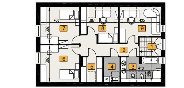 Rzut poddasza POW. 89,3 m²
