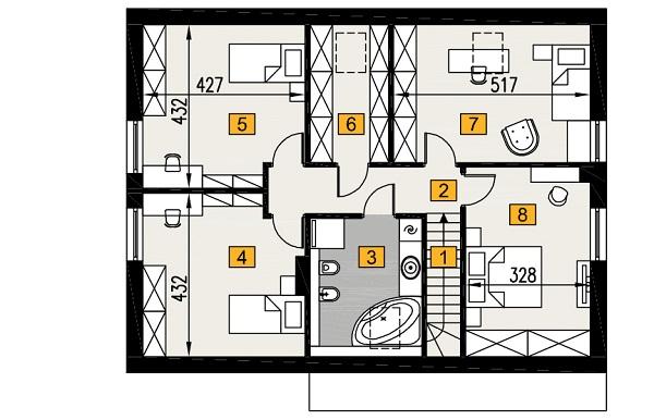 Rzut poddasza POW. 96,8 m²