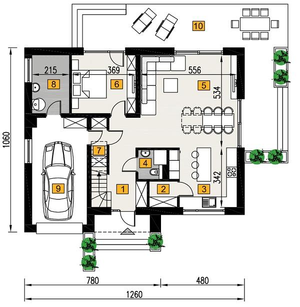 Rzut parteru lustro POW. 97,3 m²
