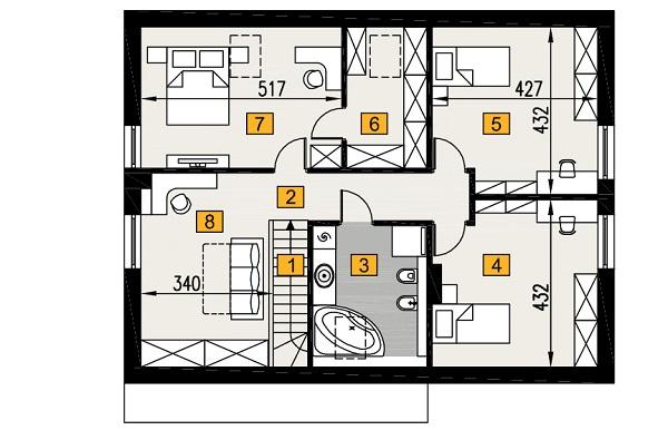 Rzut poddasza lustro POW. 97,3 m²