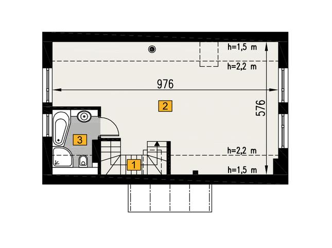 Rzut poddasza: wariant A POW. 54,2 m²