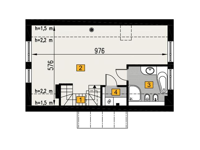 Rzut poddasza: wariant B POW. 53,5 m²