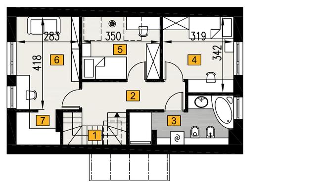 Rzut poddasza POW. 51,6 m²