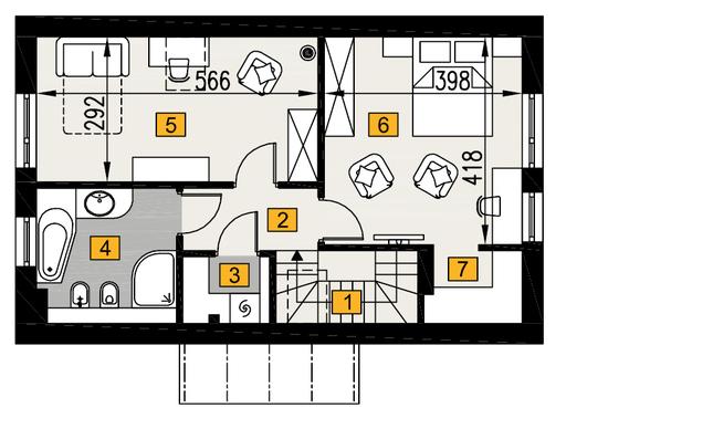 Rzut poddasza lustro POW. 51,4 m²