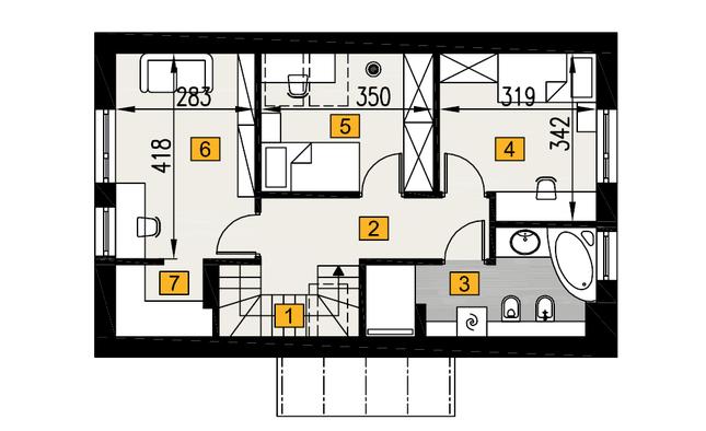 Rzut poddasza POW. 51,6 m²