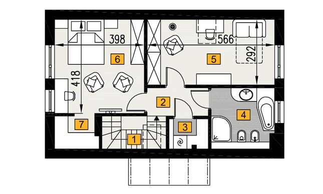 Rzut poddasza POW. 51,4 m²