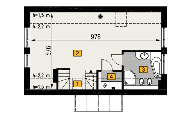 Rzut poddasza: wariant B POW. 53,5 m²