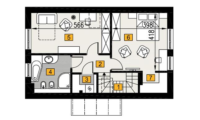 Rzut poddasza lustro POW. 51,4 m²