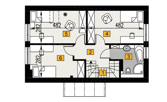 Rzut poddasza lustro POW. 52,3 m²