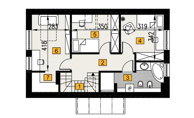 Rzut poddasza POW. 51,6 m²