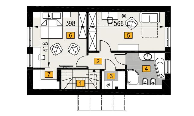 Rzut poddasza POW. 51,4 m²